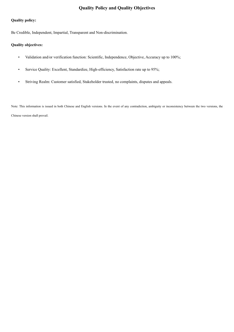 Quality PolicyQuality Objectives 
